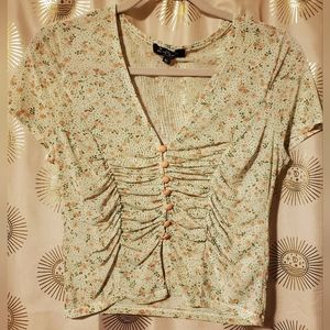 Sheer Rouched Floral Top